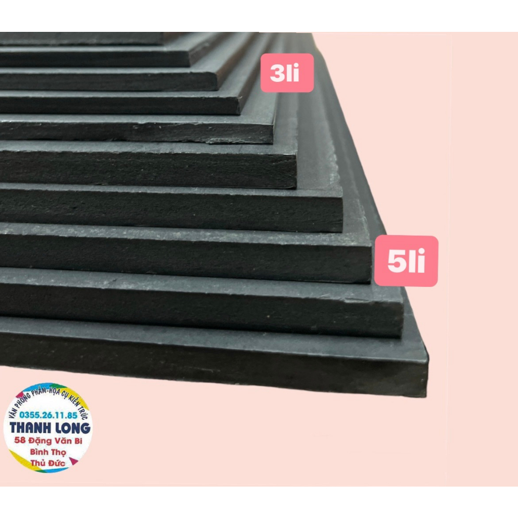 HCKT  - Bìa mô hình Fomex đen làm mô hình 3mm - 5mm A4/A3 loại cứng