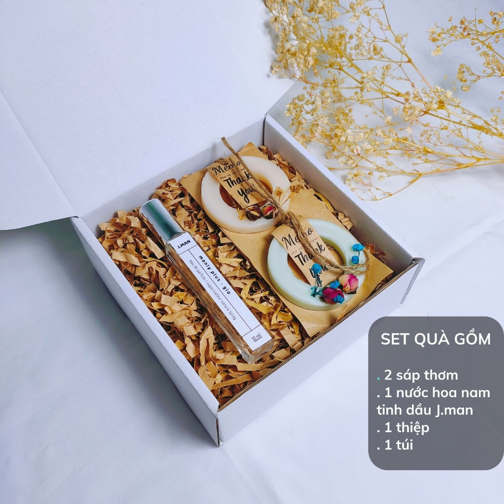 Hộp quà sinh nhật cho nam, tặng bạn nam nước hoa sáp thơm kèm túi