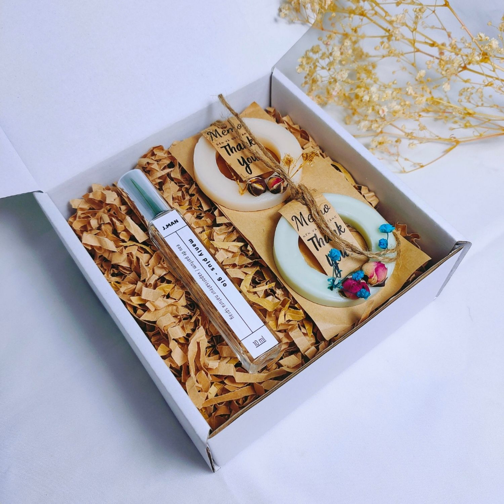 Hộp quà sinh nhật cho nam, tặng bạn nam nước hoa sáp thơm kèm túi