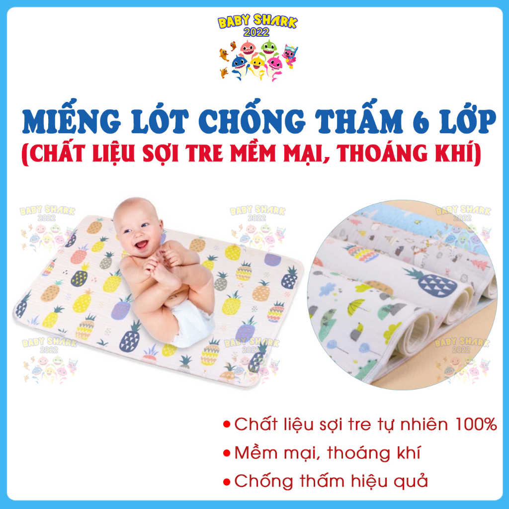 Miếng lót chống thấm cho bé 6 lớp Organic Sợi Tre KT 50*70cm