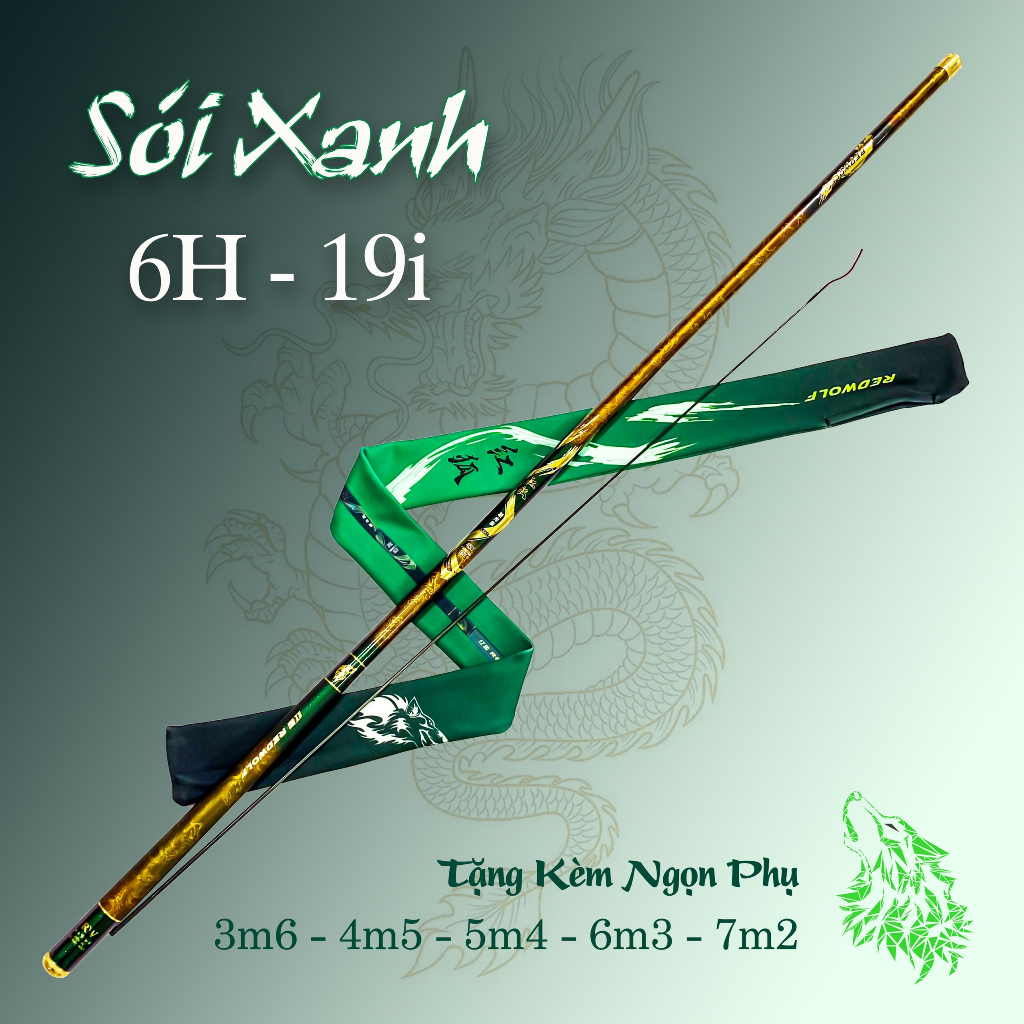 Cần câu tay SÓI XANH ( RED WOLF ) 6H chuyên câu đơn câu đài hãng + Tặng kèm một ngọn phụ zin