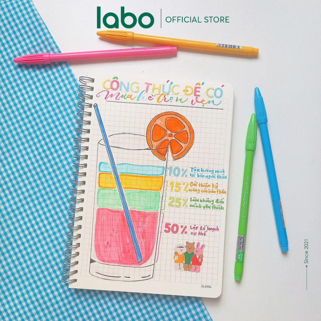 Sổ Klong A5, B5 Caro, Kẻ Ngang 120 200 Trang 100gsm Lò Xo Kép Bìa Nhựa Trong Labo