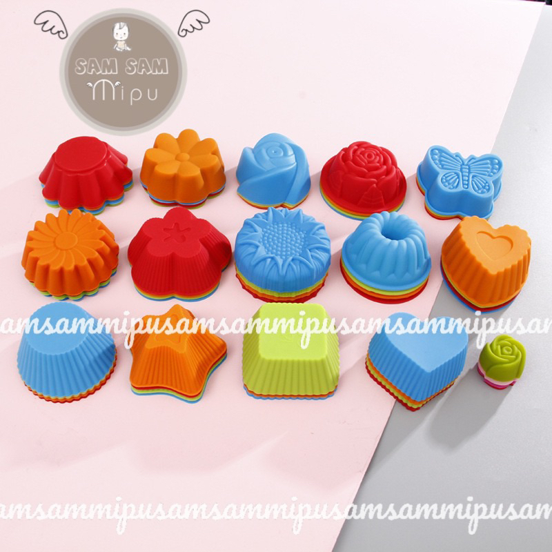 Khuôn silicon làm bánh nhiều hình dáng cute 7cm - Khuôn bánh bông lan, cupcake, muffin, rau câu - Shop Mẹ Sam
