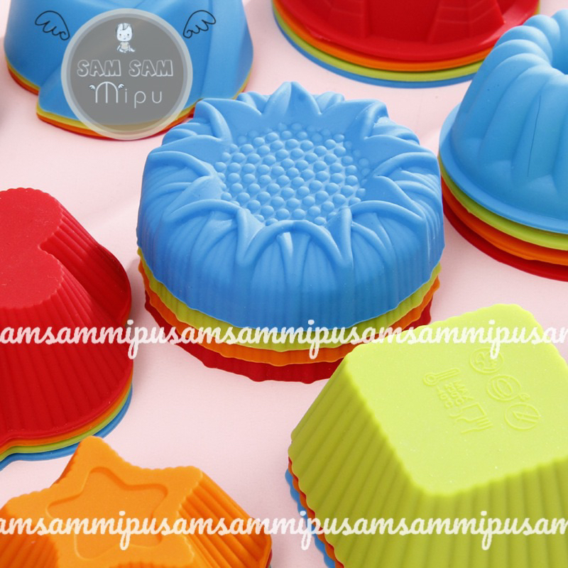 Khuôn silicon làm bánh nhiều hình dáng cute 7cm - Khuôn bánh bông lan, cupcake, muffin, rau câu - Shop Mẹ Sam