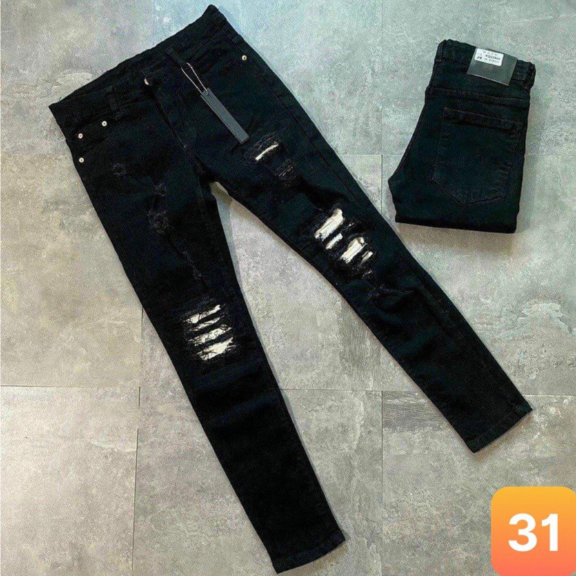 Quần jeans nam boy phố màu trắng trơn rách gối chất bò cao cấp co dãn 4 chiều đẹp form rin skinny LAVADO 32 mới