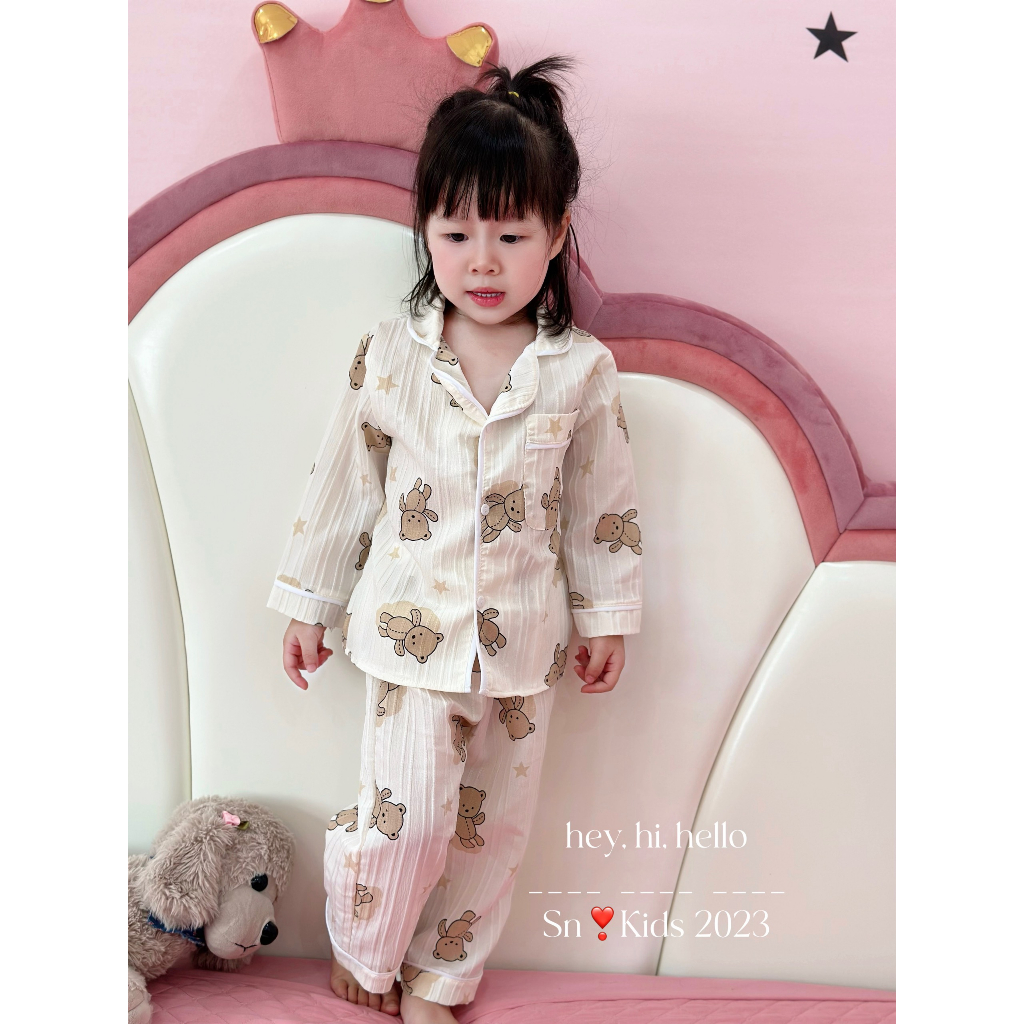 Pijama cho bé, set bộ quần áo pijama chất đũi gân cho bé trai và bé gái size 10-30kg