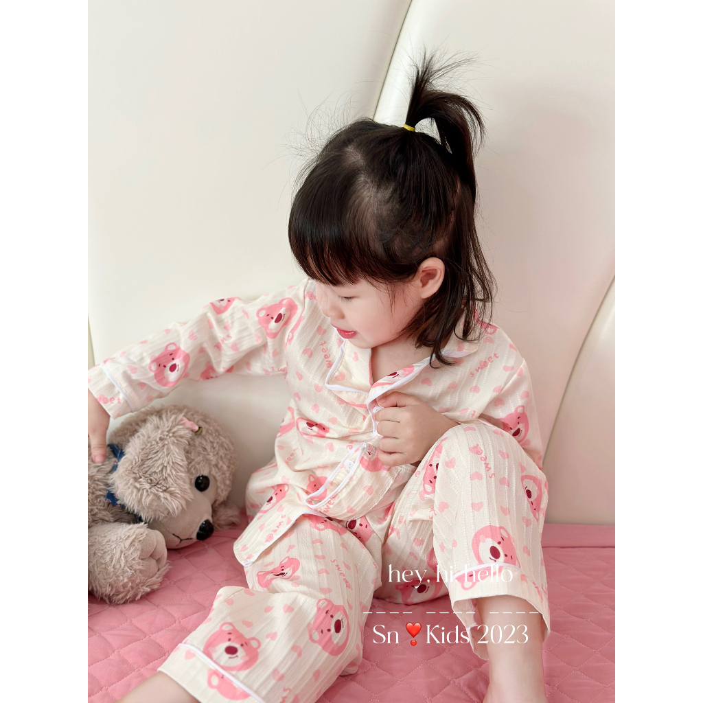Pijama cho bé, set bộ quần áo pijama chất đũi gân cho bé trai và bé gái size 10-30kg