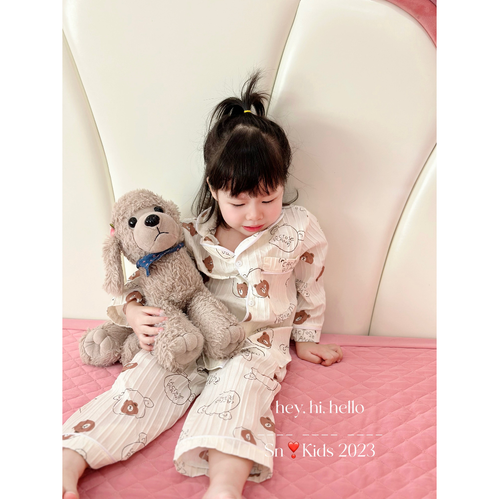 Pijama cho bé, set bộ quần áo pijama chất đũi gân cho bé trai và bé gái size 10-30kg