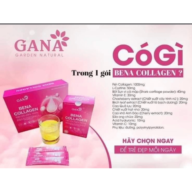 Bena collagen chính hãng giúp da trắng sáng căng bóng mịn màng