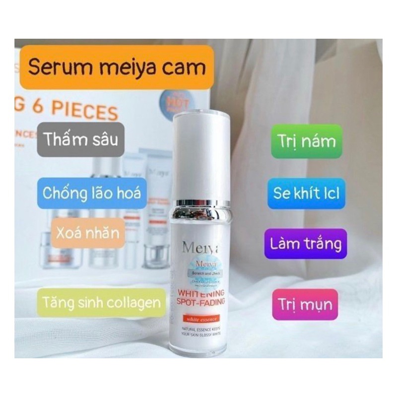 Bộ mỹ phẩm Meiya cam 6in1, chuyên làm mờ nám, tàn nhang và dưỡng trắng da, kem nám Nhật Bản, mỹ phẩm Meiya,