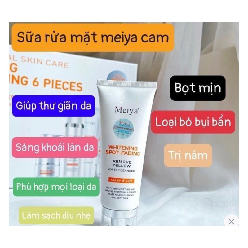 Bộ mỹ phẩm Meiya cam 6in1, chuyên làm mờ nám, tàn nhang và dưỡng trắng da, kem nám Nhật Bản, mỹ phẩm Meiya,