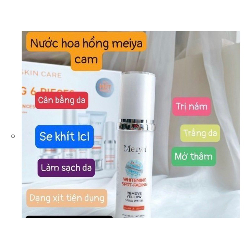 Bộ mỹ phẩm Meiya cam 6in1, chuyên làm mờ nám, tàn nhang và dưỡng trắng da, kem nám Nhật Bản, mỹ phẩm Meiya,