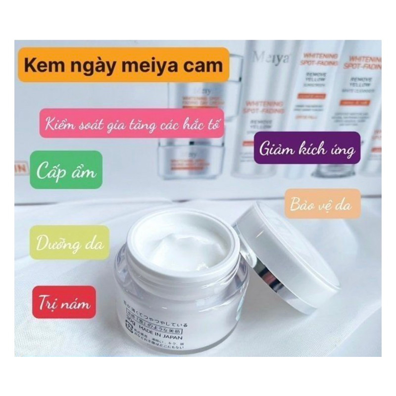 Bộ mỹ phẩm Meiya cam 6in1, chuyên làm mờ nám, tàn nhang và dưỡng trắng da, kem nám Nhật Bản, mỹ phẩm Meiya,