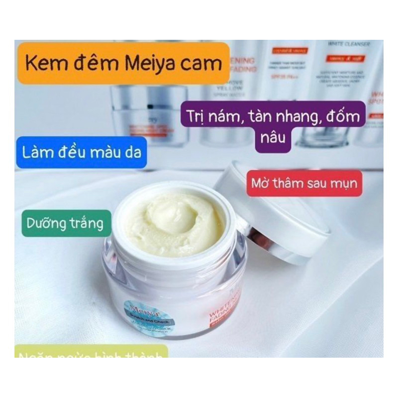 Bộ mỹ phẩm Meiya cam 6in1, chuyên làm mờ nám, tàn nhang và dưỡng trắng da, kem nám Nhật Bản, mỹ phẩm Meiya,