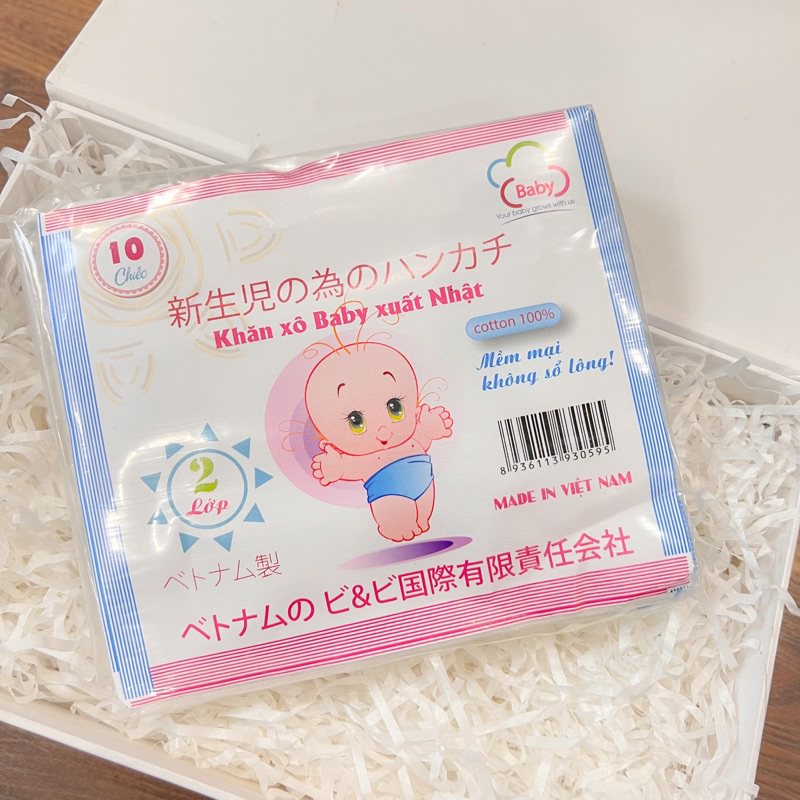 Khăn Sữa Xô Baby Cotton 100% Xuất Nhật 2/3/4 lớp hàng đẹp Việt Nam Túi 10 Chiếc Cho Bé Sơ Sinh