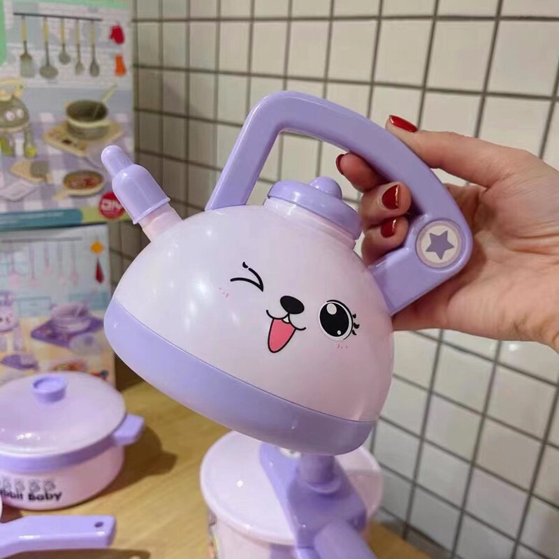 Đồ chơi bếp nấu ăn khủng long xanh 20 món kèm bếp có âm thanh bíp bíp vui nhộn