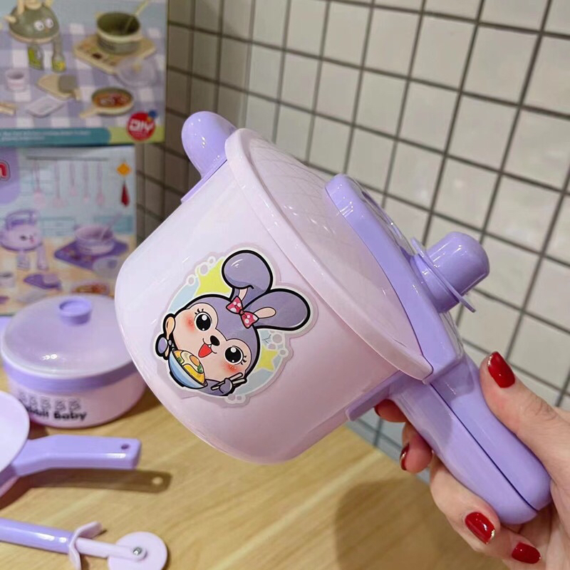 Đồ chơi bếp nấu ăn khủng long xanh 20 món kèm bếp có âm thanh bíp bíp vui nhộn