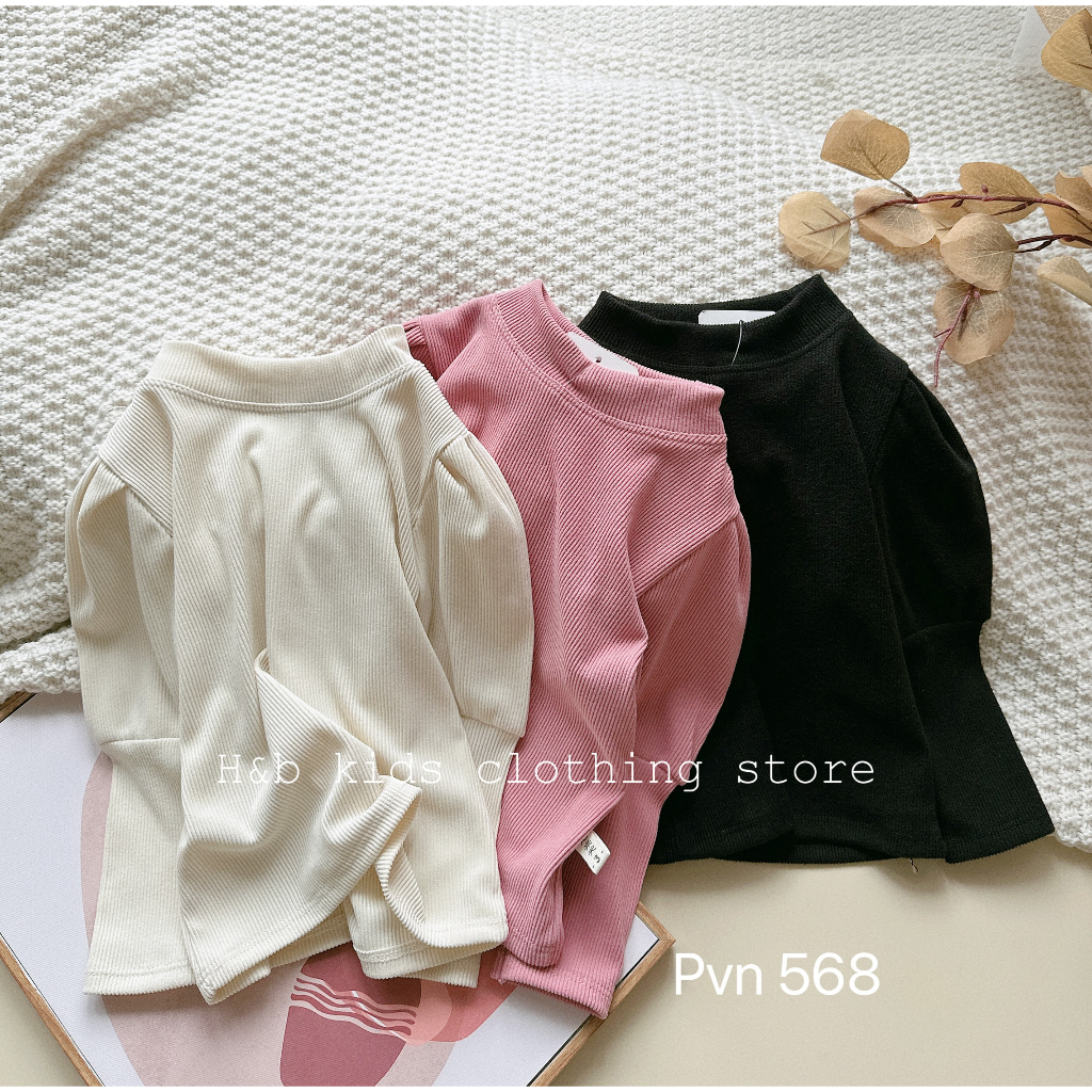 Áo thu đông cho bé gái , áo tay bồng nhung tăm xịn sò cho bé gái