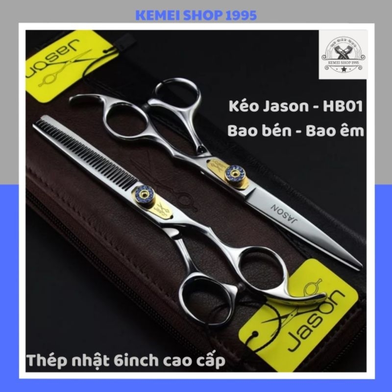 Kéo Cắt Tóc JASON - HB01 (MUA 1 BỘ ĐƯỢC TẶNG VÍ DA )