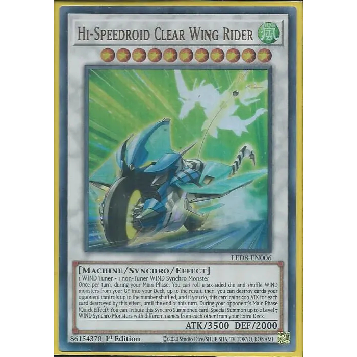 Thẻ bài Yu-Gi-Oh Tiếng Anh - LED8-EN006 Hi-Speedroid Clear Wing Rider – Ultra Rare