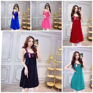 Đầm ngủ thun lạnh phối ren size 40-75kg,đầm bảng