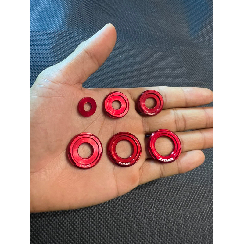 Long đền nhôm đỏ gắn dàn áo và nhiều vị trí trên xe 6li, 8li, 10li, 12li, 14li, lốc máy