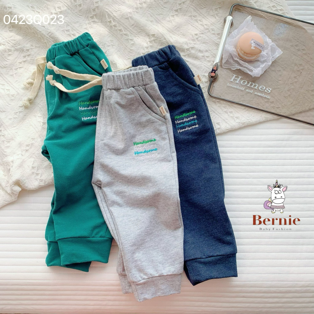 Quần dài da cá thêu handsome Bernie cho bé