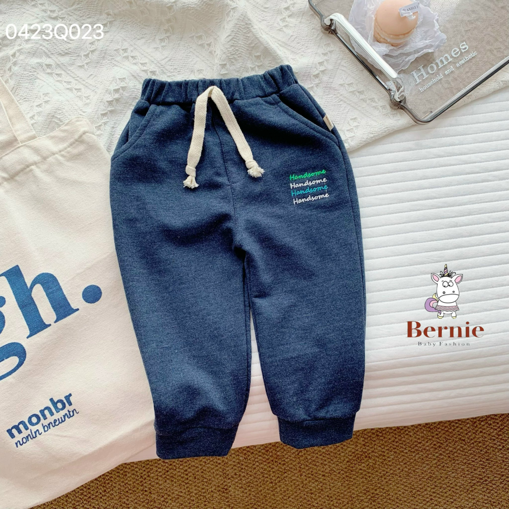 Quần dài da cá thêu handsome Bernie cho bé