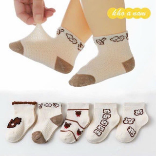 Sét 5 đôi tất lưới gấu nâu,khủng long, siêu nhân cho bé sơ sinh