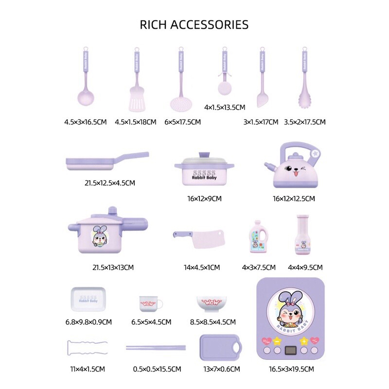 Đồ chơi bếp nấu ăn khủng long xanh 20 món kèm bếp có âm thanh bíp bíp vui nhộn