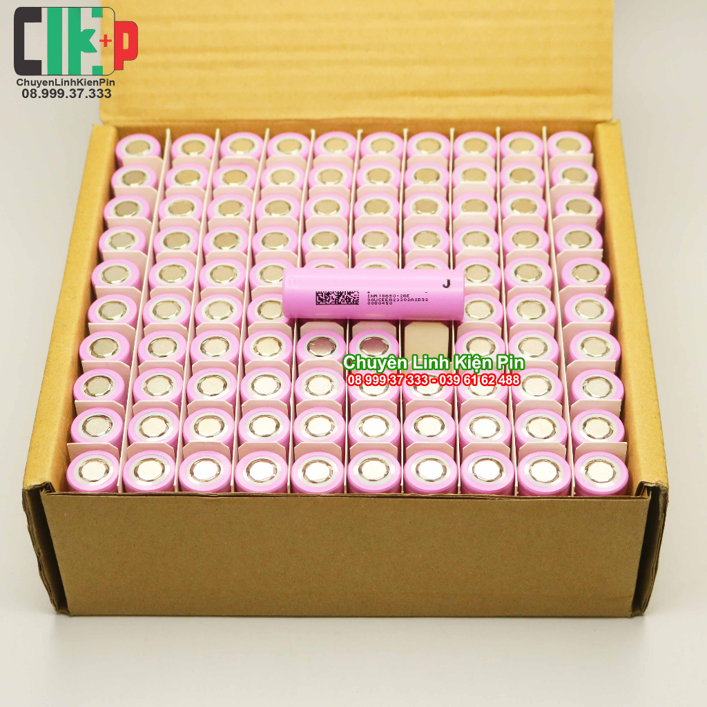 Pin 18650 hồng DL 2.500 mAh xả 5C 10A INR 18650 - 26E