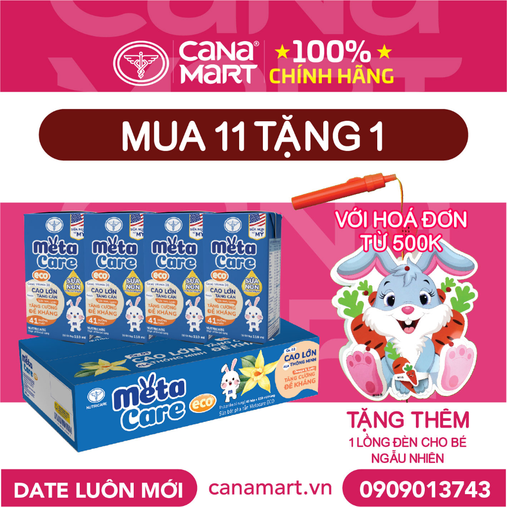 Thùng sữa nước Nutricare Metacare ECO cho trẻ phát triển toàn diện (110ml)