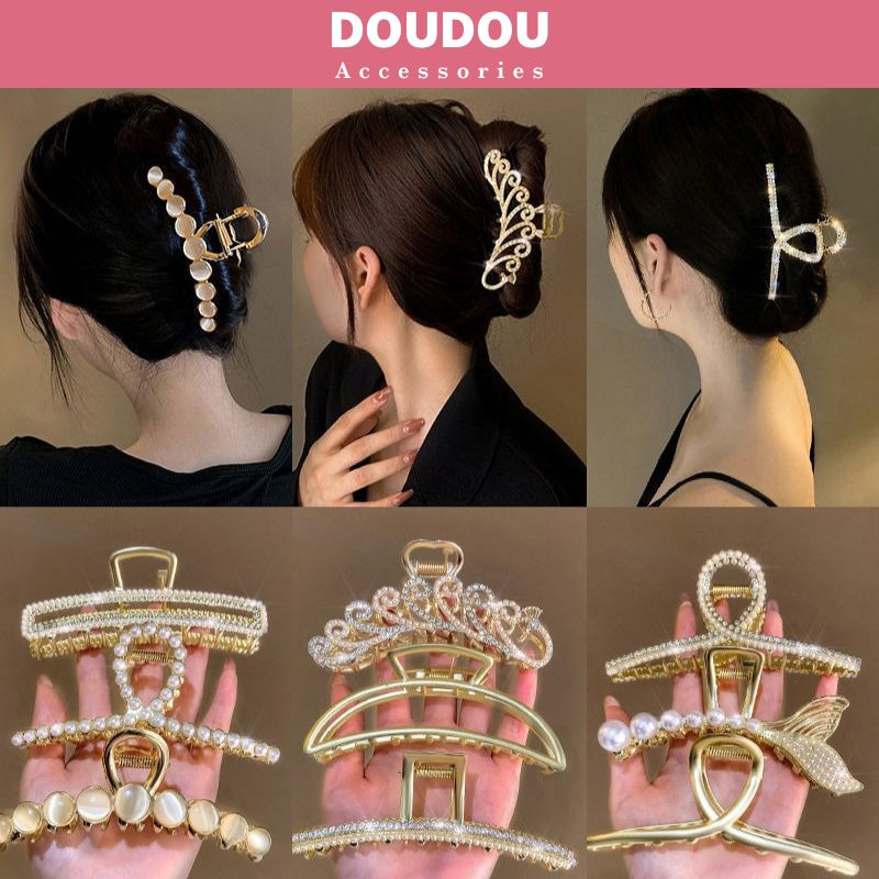Phụ kiện kẹp tóc xinh Doudou Kẹp càng cua Hàn Quốc kim loại hot trend đính ngọc nhân tạo phong cách Hàn Quốc ZJ023