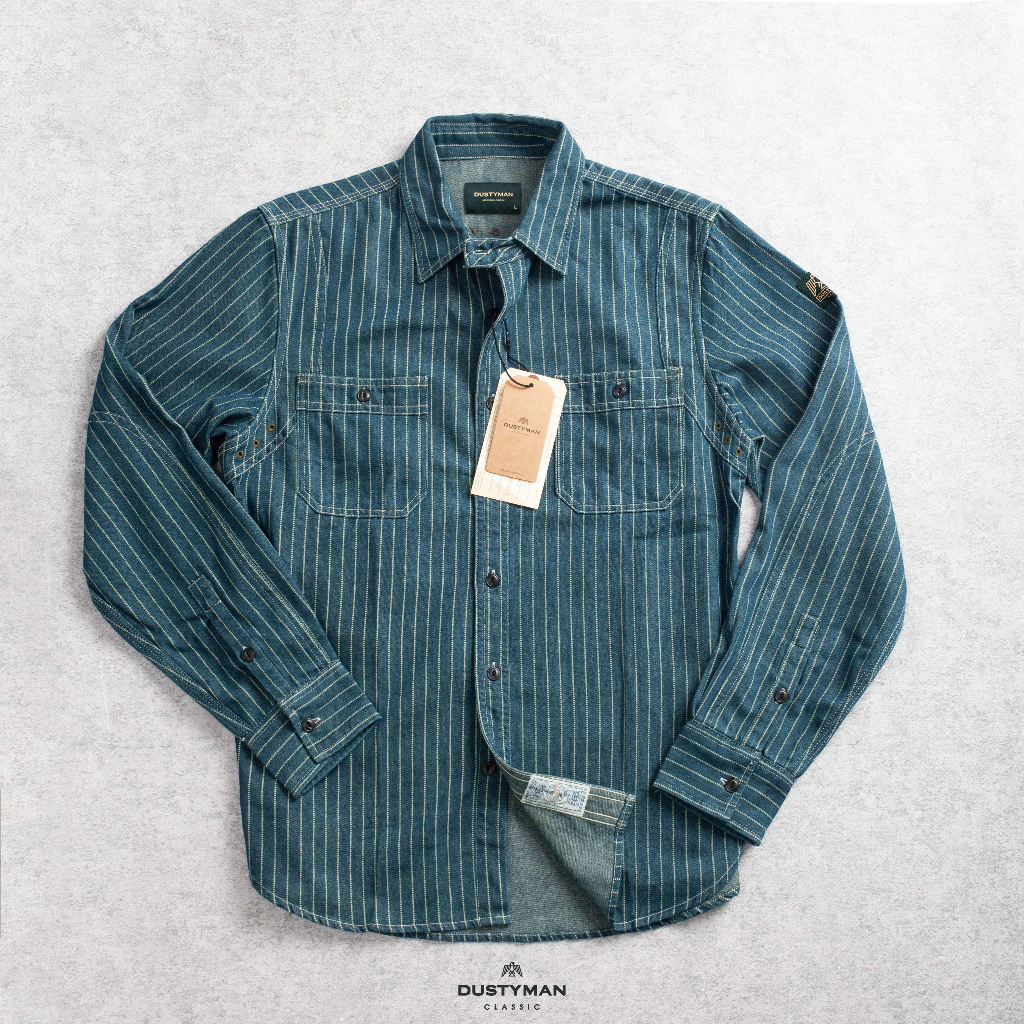 Sơ Mi Nam Denim Sọc Cao Cấp Thiết Kế Chất Lừ DUSTYMAN - Vải Denim - Form Regular Fit