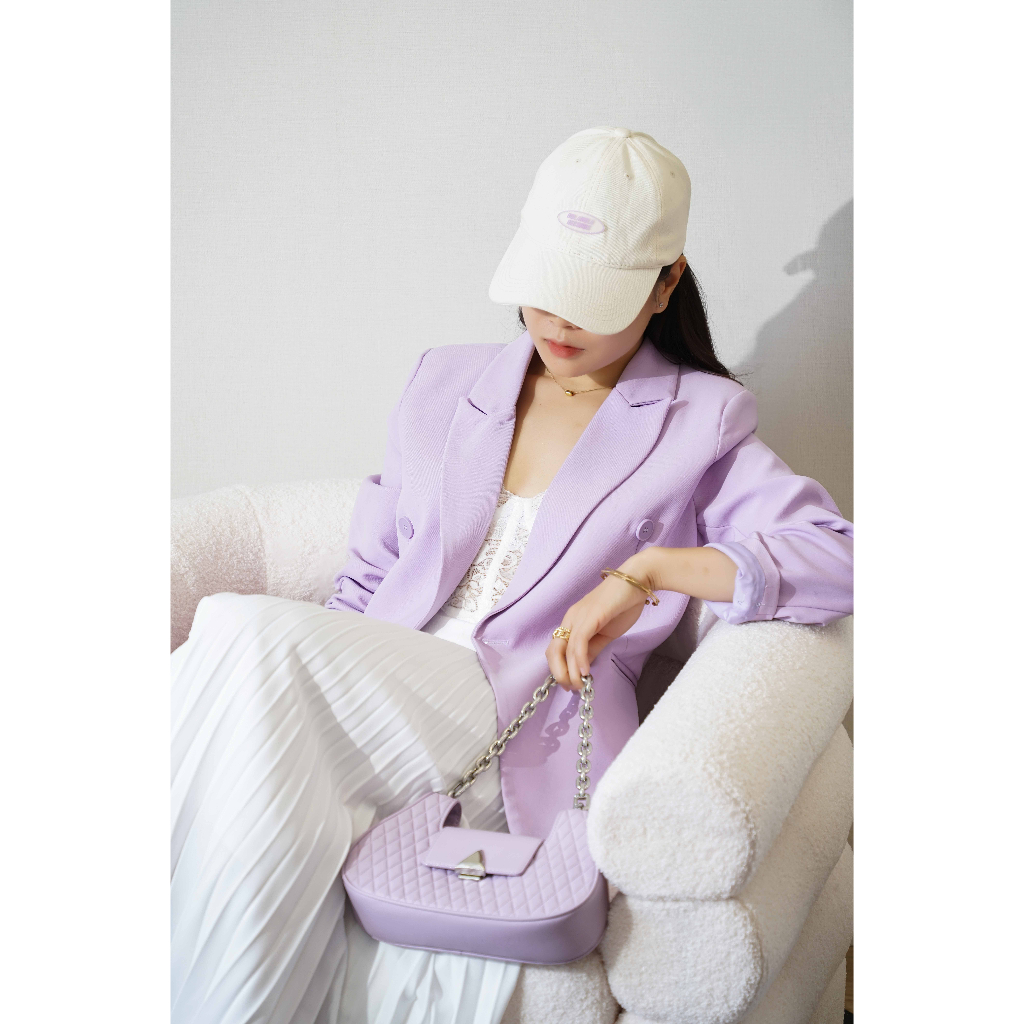 [Chiết eo] - Áo blazer nữ áo vest dài tay màu tím pastel | BigBuy360 - bigbuy360.vn