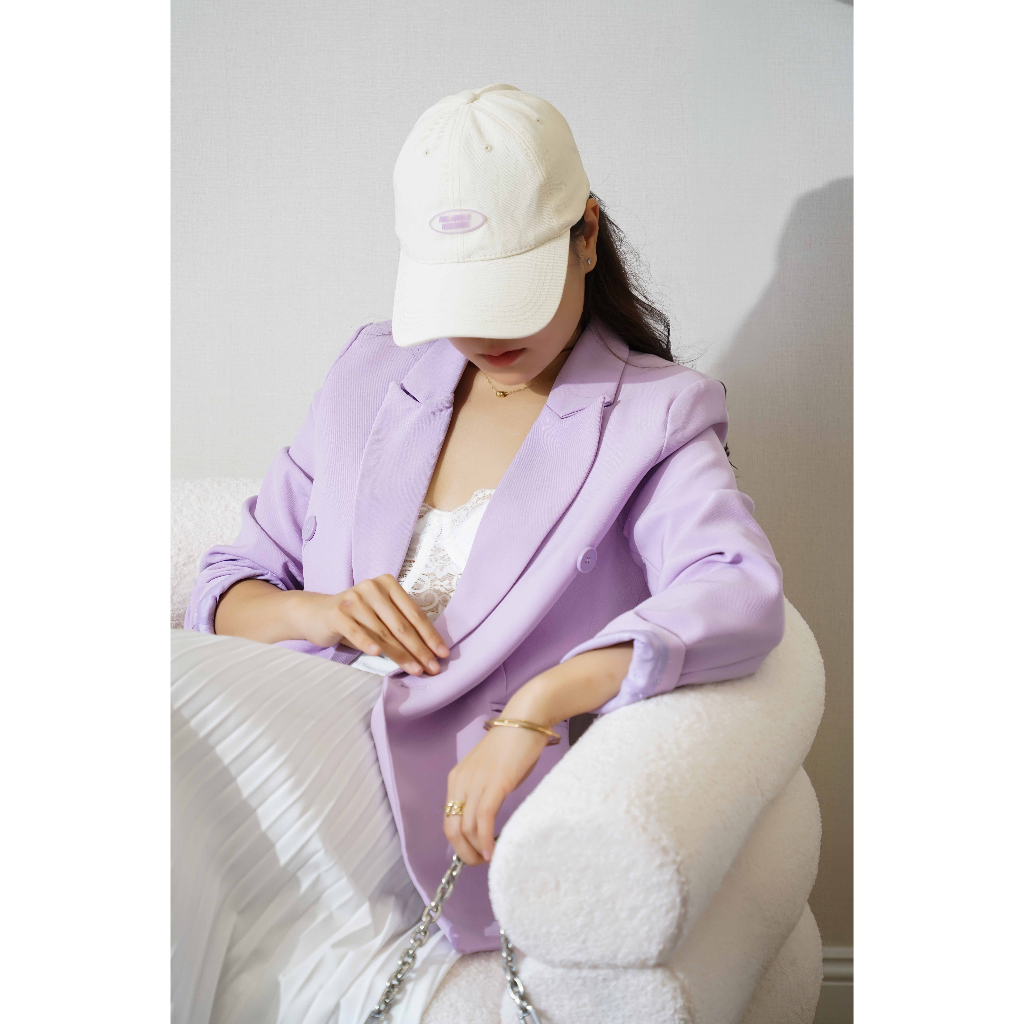 [Chiết eo] - Áo blazer nữ áo vest dài tay màu tím pastel | BigBuy360 - bigbuy360.vn