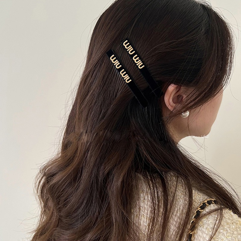 Kẹp Tóc Đen Nhung Đính Tag Phong Cách Tiểu Thư Retro Cho Nữ