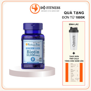 Viên uống Puritan's Pride Biotin 100 viên 10,000mcg hỗ trợ ngăn rụng tóc, làm đẹp da, móng