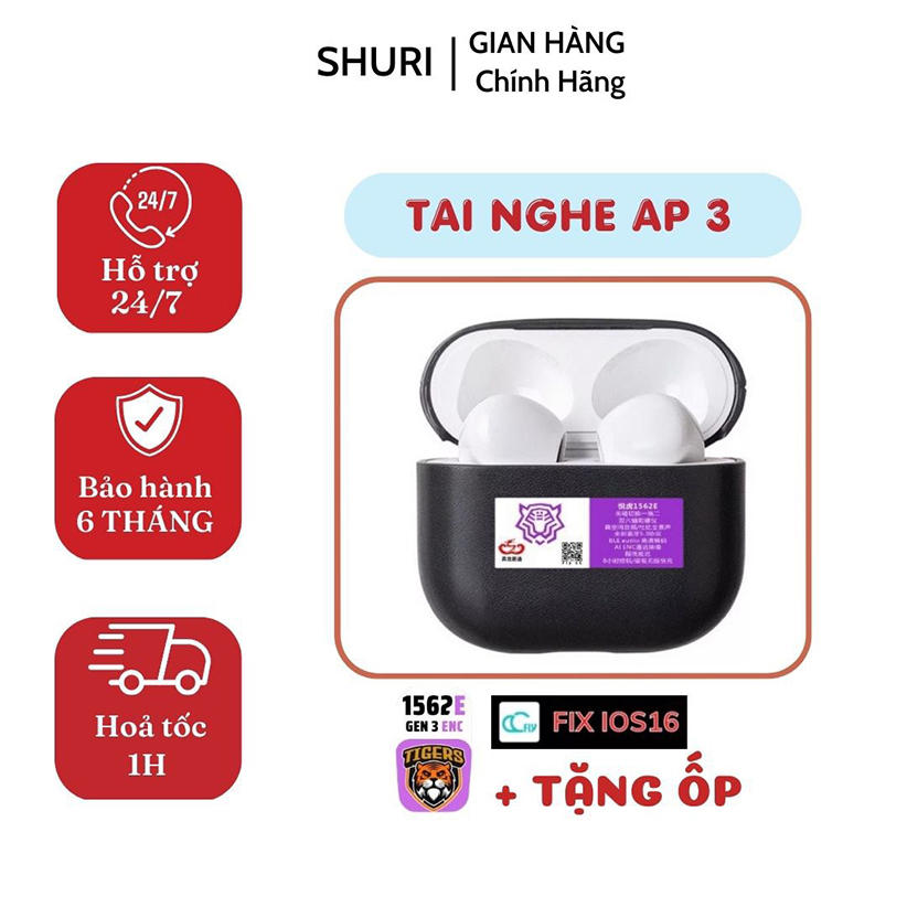 Tai Nghe Hổ Vằn 1562E Made in Japan Cao Cấp / Tai Nghe Bluetooth AP3 1562 ENC Âm Thanh Không Gian - Bảo Hành 6 Tháng