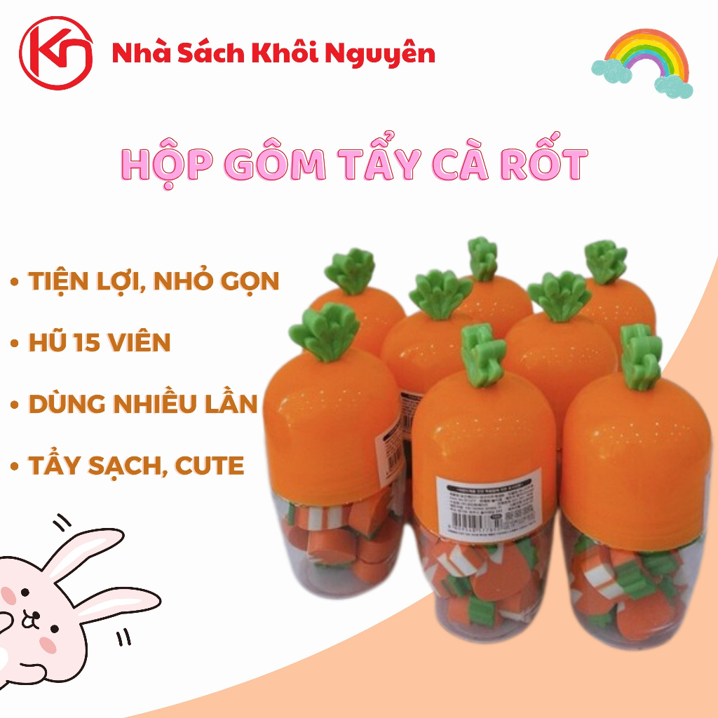 Hộp Tẩy Cà Rốt Dễ Thương Một Hũ 15 Viên An Toàn Chất Lượng