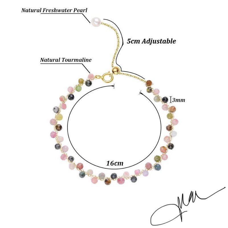 📿Vòng tay đá tourmaline thiên nhiên từ Nhật, khóa trượt tăng giảm