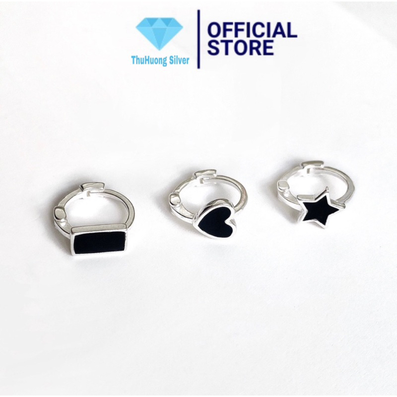 BST Bông tai nữ THJ - Bông tai tròn sơn đen cá tính đủ kiểu Hottrend , chuẩn bạc ta