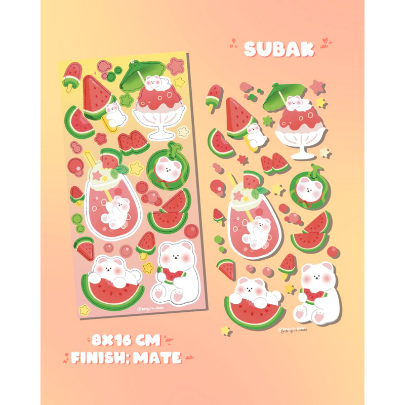 Bongjua | Subak - Nhãn dán trang trí hình gấu dưa