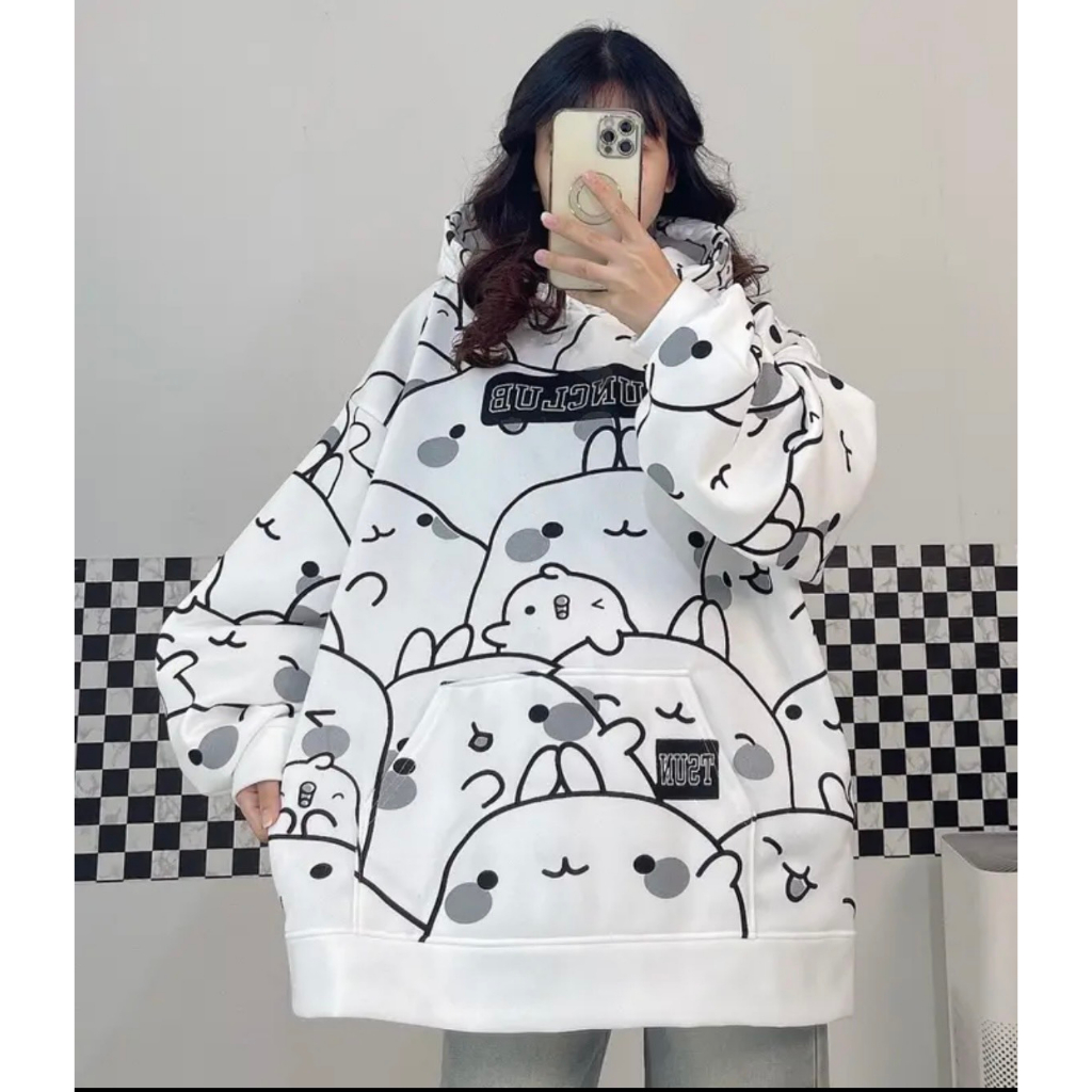 Áo hoodie hoạ tiết,áo nỉ có mũ Unisex nam nữ form rộng hoạ tiết gấu đáng yêu tag bò sữa chất nỉ dày dặn phong cách Hàn