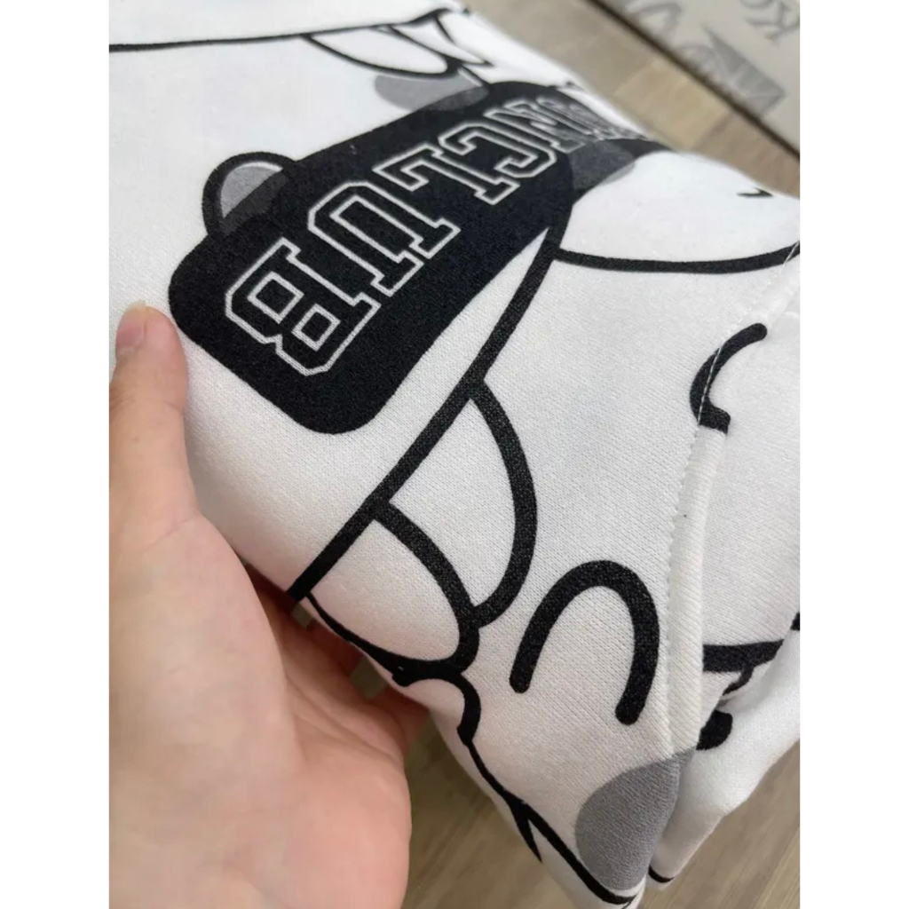 Áo hoodie hoạ tiết,áo nỉ có mũ Unisex nam nữ form rộng hoạ tiết gấu đáng yêu tag bò sữa chất nỉ dày dặn phong cách Hàn