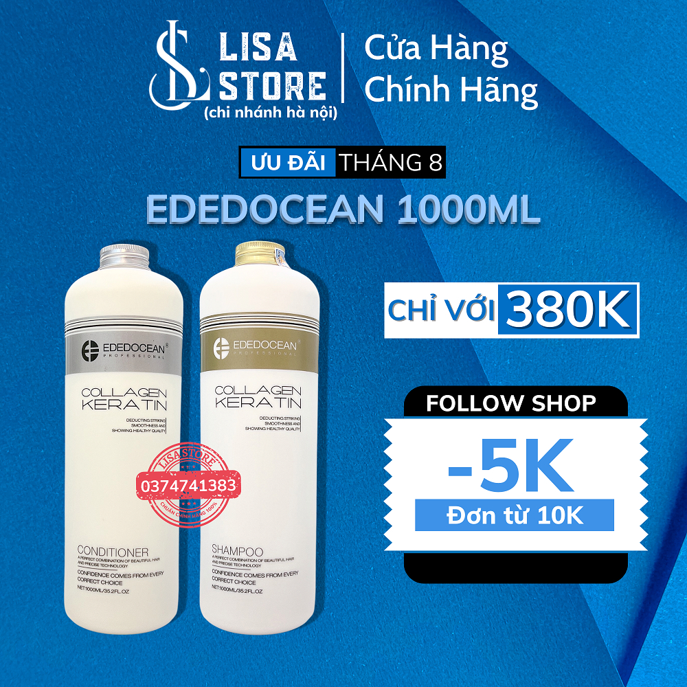 Dầu Cặp Dầu Gội Keratin Colagen EDEDOCEAN Edocean 1000ML Phục Hồi Chống Rụng Tóc,Kích Thích Mọc Tóc