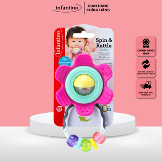 Gặm nướu hình bông hoa infantino kiêm đồ chơi sensory có chuỗi hạt xúc xắc vận động cho bé chất liệu nhựa abs cao cấp