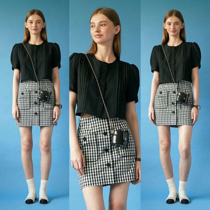 HIPU.VNXK - CHÂN VÁY HOBBS NGẮN HOẠ TIẾT CARO PHỐI TÚI.