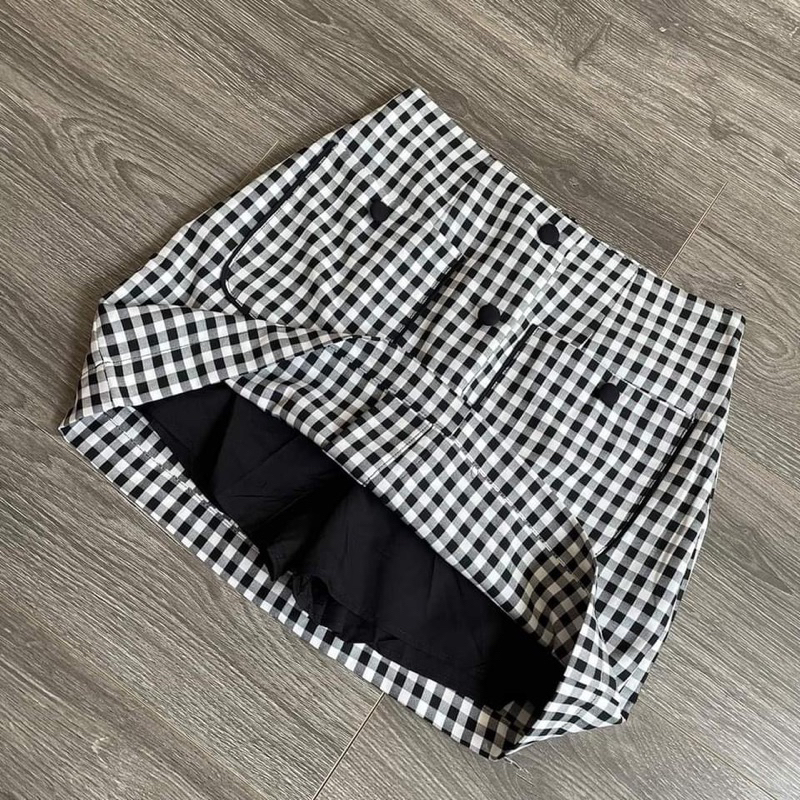 HIPU.VNXK - CHÂN VÁY HOBBS NGẮN HOẠ TIẾT CARO PHỐI TÚI.