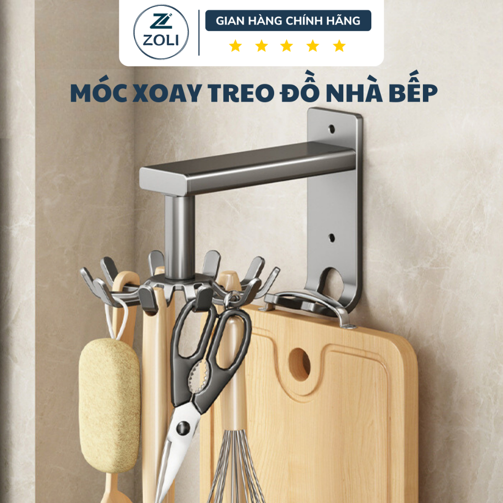Giá treo dụng cụ nhà bếp ZOLI bằng hợp kim nhôm xoay 360 độ, lắp đặt không cần khoan